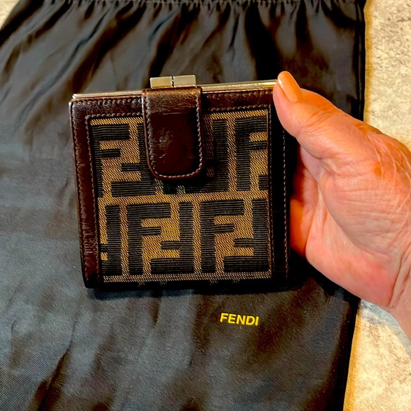 Fendi.Dark Brown and Beige Wallet